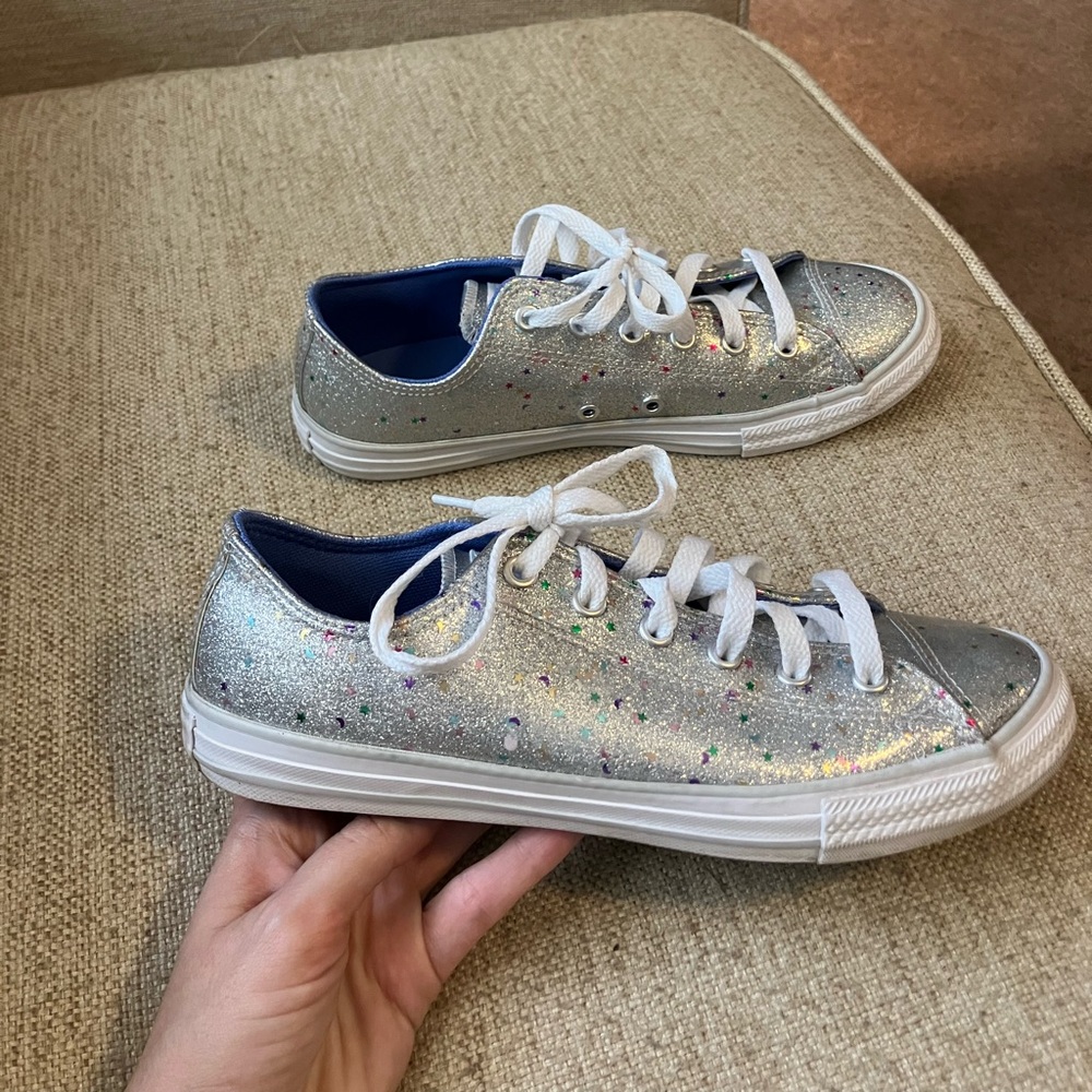 Converse all stars silver glitter sparkle sneakers - Picture 3 of 7